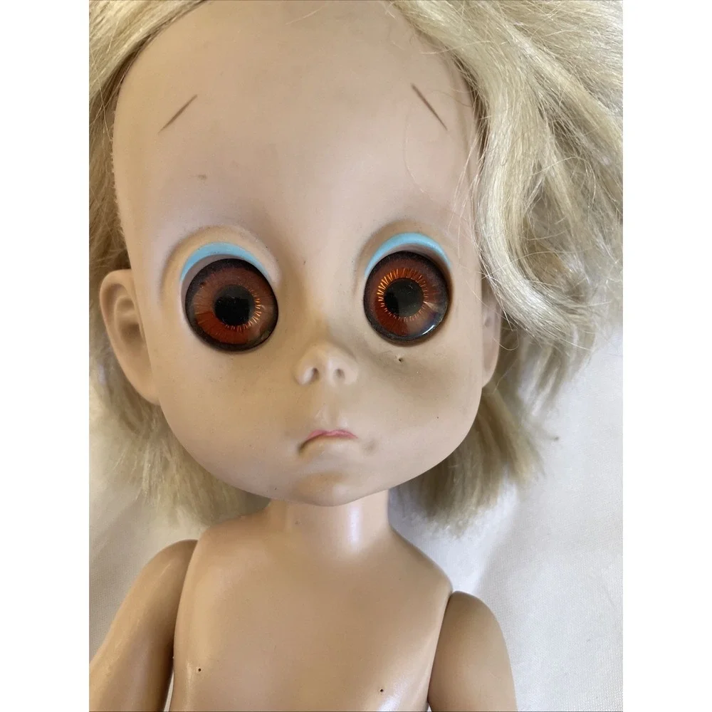 Vintage 1965 Hasbro Little Miss No Name Doll W/ Dress Sad Big Eyes Scary Haunted